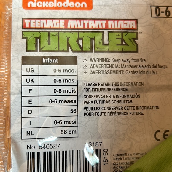 Brand new never worn ninja turtles costume size 0-6 months - Picture 6 of 11